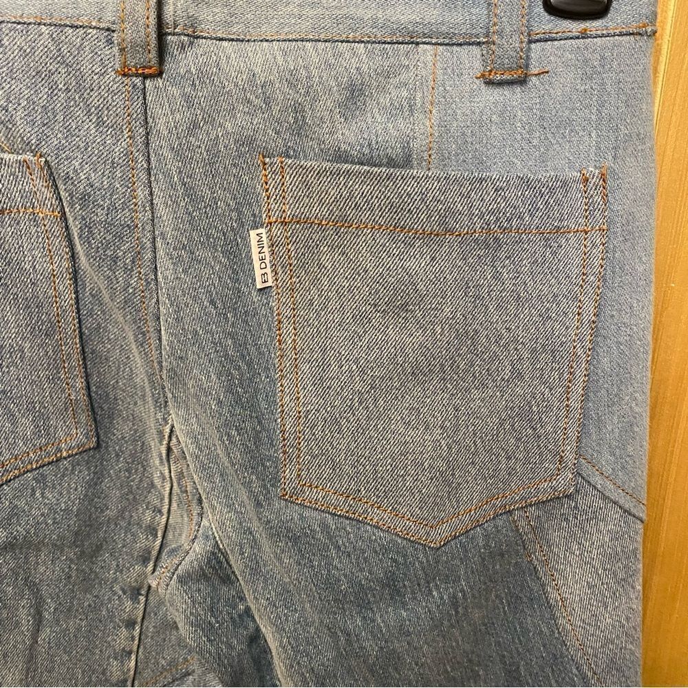 EB Denim patchwork jeans Vien Straight Leg Medium Wash pieced Revolve XS - Picture 8 of 12